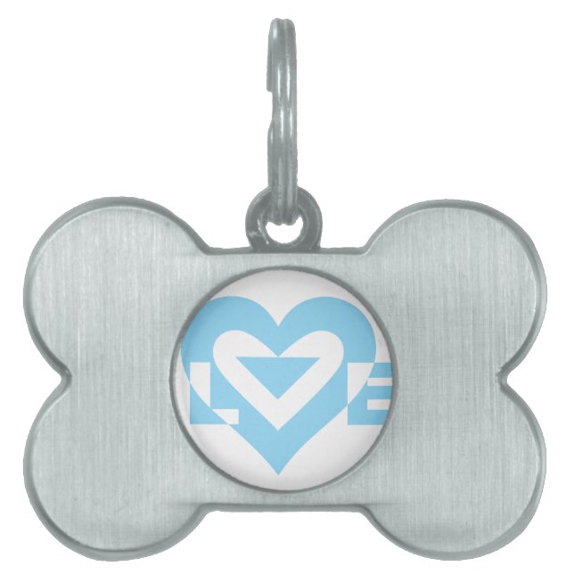 Cool Love Graphic, Blue Pet Tag (Front)