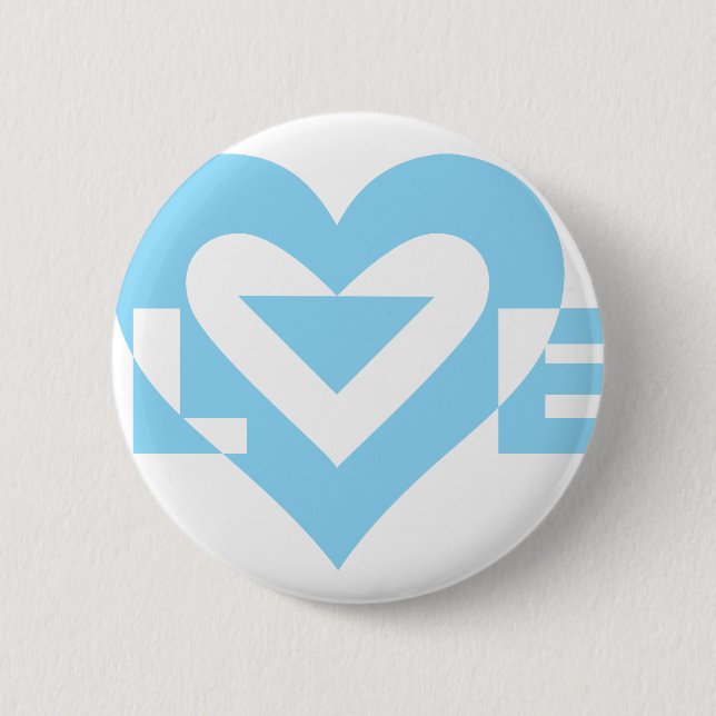 Cool Love Graphic, Blue Pinback Button (Front)