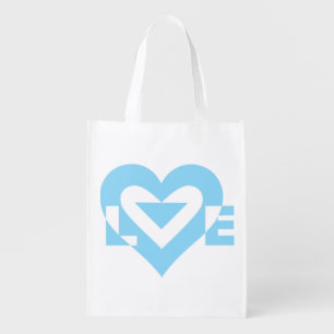 Cool Love Graphic, Blue Reusable Grocery Bag