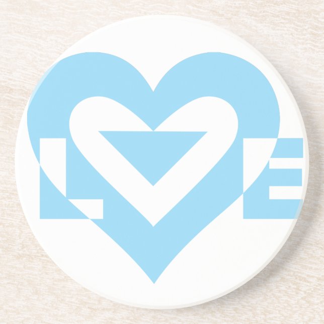 Cool Love Graphic, Blue Sandstone Coaster (Front)