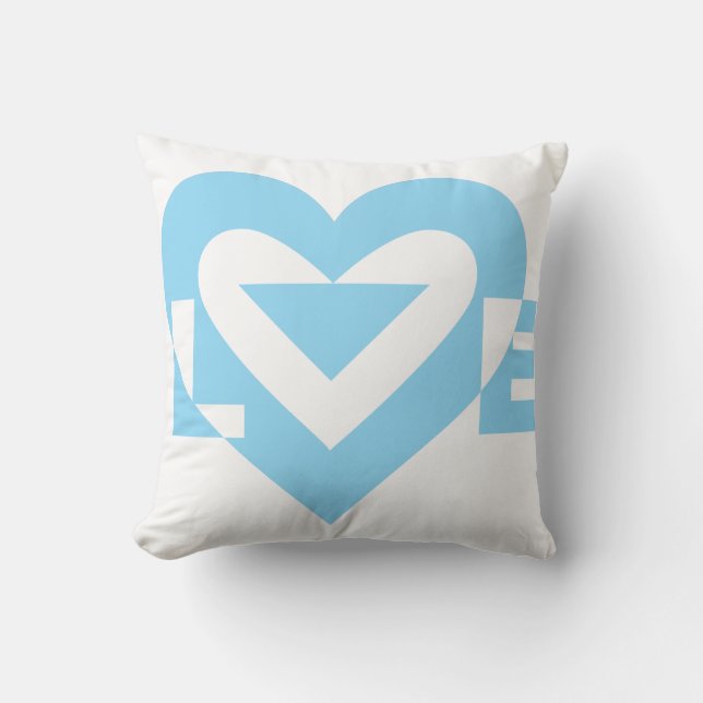 Cool Love Graphic, Blue Throw Pillow (Front)