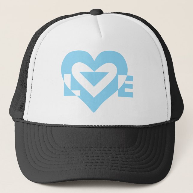 Cool Love Graphic, Blue Trucker Hat (Front)