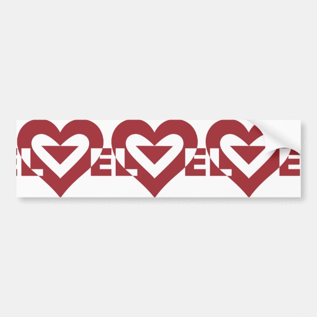 Cool Love Graphic, Burgandy Bumper Sticker (Front)