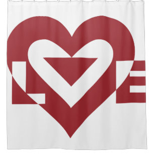 Cool Love Graphic, Burgandy Shower Curtain