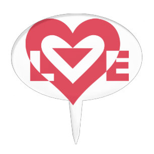 Cool Love Graphic, Cherry Pink Cake Topper