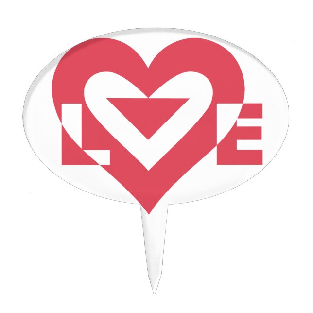 Cool Love Graphic, Cherry Pink Cake Topper (Front)