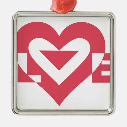 Cool Love Graphic Cherry Pink Metal Ornament