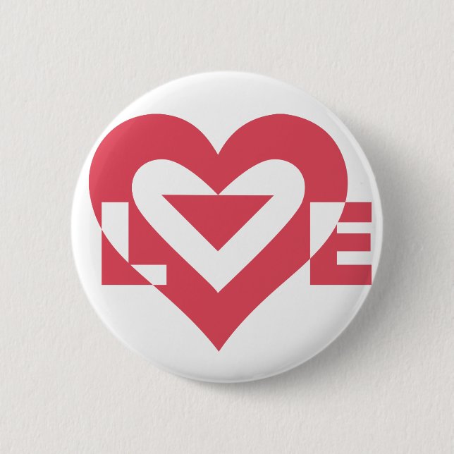 Cool Love Graphic, Cherry Pink Pinback Button (Front)