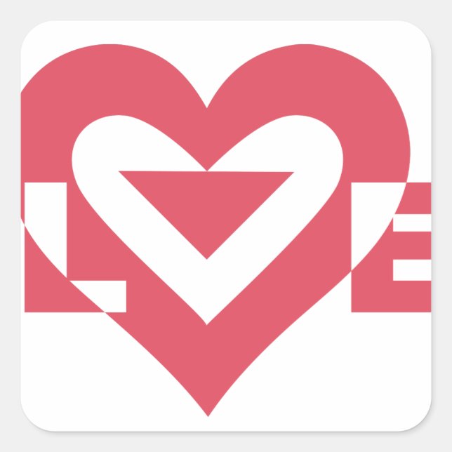 Cool Love Graphic, Cherry Pink Square Sticker (Front)
