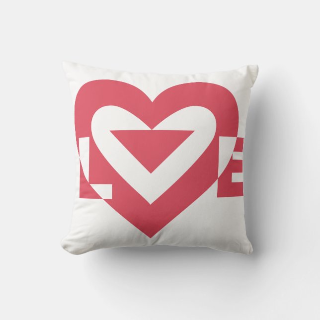 Cool Love Graphic, Cherry Pink Throw Pillow (Front)