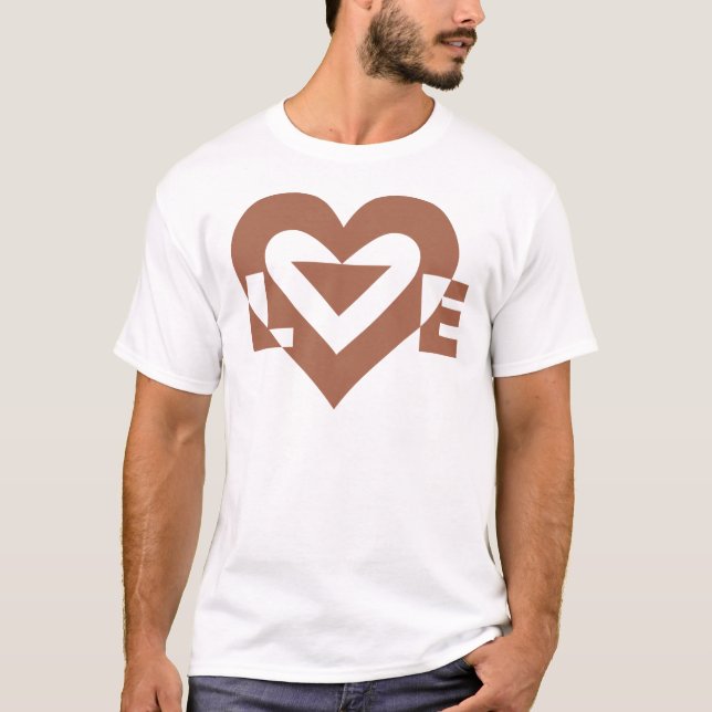 Cool Love Graphic, Mocha Brown T-Shirt (Front)
