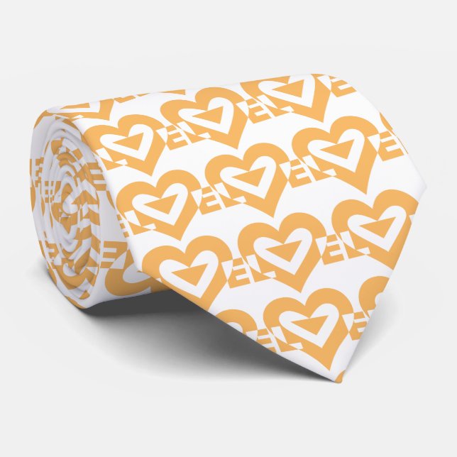 Cool Love Graphic, Orange Neck Tie (Rolled)