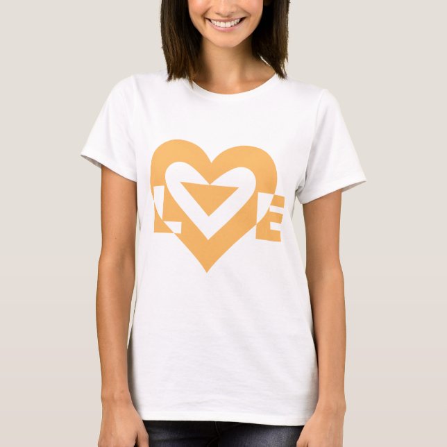 Cool Love Graphic, Orange T-Shirt (Front)