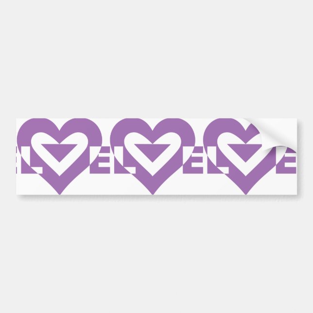 Cool Love Graphic, Purple Bumper Sticker (Front)