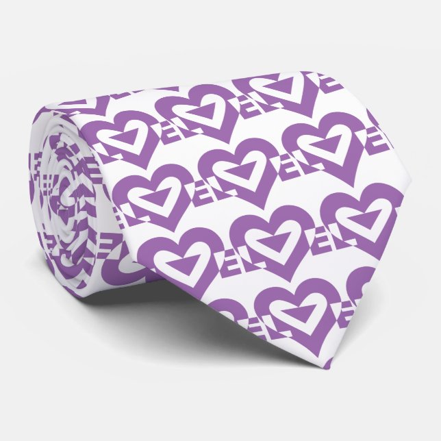 Cool Love Graphic, Purple Neck Tie (Rolled)