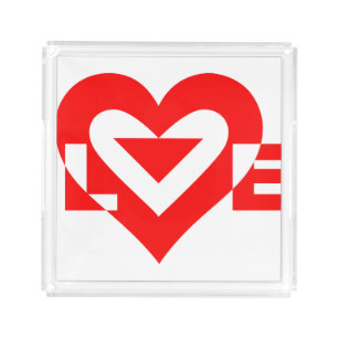 Cool Love Graphic, Red Acrylic Tray