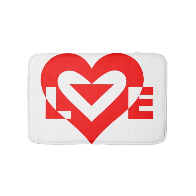 Cool Love Graphic, Red Bathroom Mat (Front)