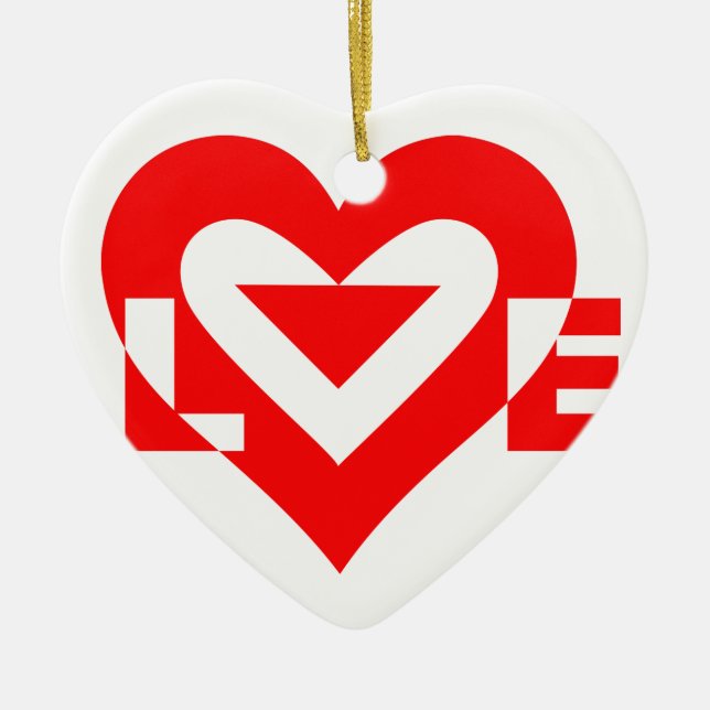 Cool Love Graphic, Red Ceramic Ornament (Front)