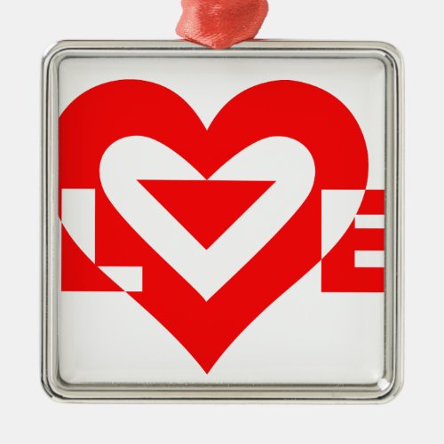 Cool Love Graphic Red Metal Ornament