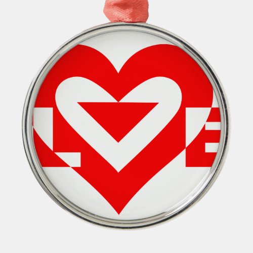 Cool Love Graphic Red Metal Ornament