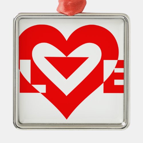 Cool Love Graphic Red Metal Ornament