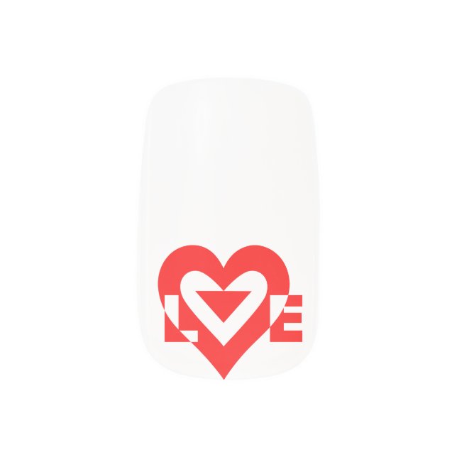 Cool Love Graphic, Red Minx Nail Art (Left Thumb)