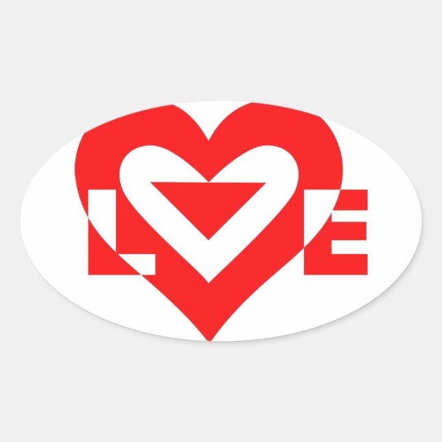 Cool Love Graphic, Red Oval Sticker (Front)