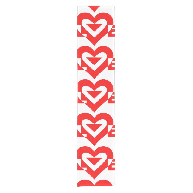 Cool Love Graphic, Red Short Table Runner (Front)