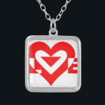 Cool Love Graphic, Red Silver Plated Necklace<br><div class="desc">Custom graphic logo design. LOVE in red.</div>