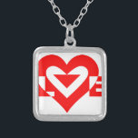 Cool Love Graphic, Red Silver Plated Necklace<br><div class="desc">Custom graphic logo design. LOVE in red.</div>