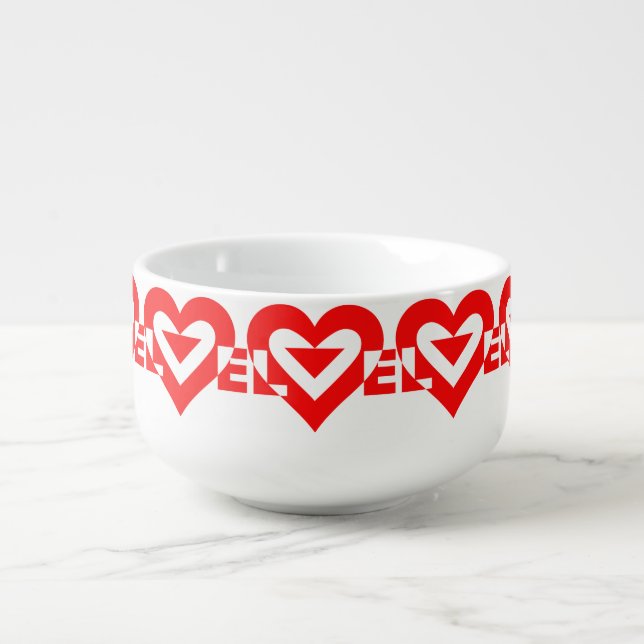 Cool Love Graphic, Red Soup Mug (Front)