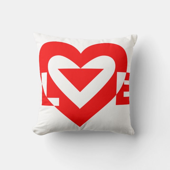 Cool Love Graphic, Red Throw Pillow (Front)