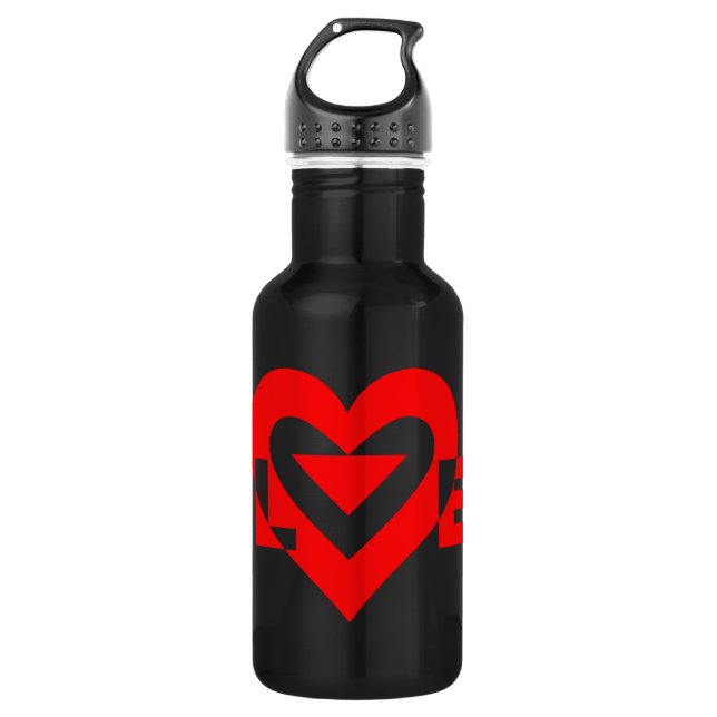 Cool Love Graphic, Red Water Bottle (Front)