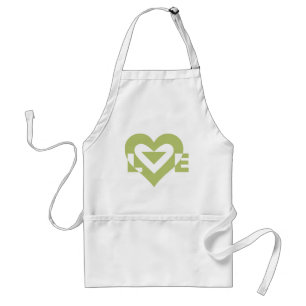 Cool Love Graphic, Sage Green Adult Apron