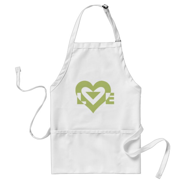Cool Love Graphic, Sage Green Adult Apron (Front)
