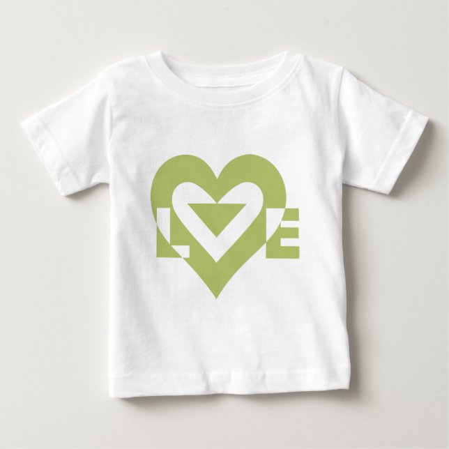 Cool Love Graphic, Sage Green Baby T-Shirt (Front)