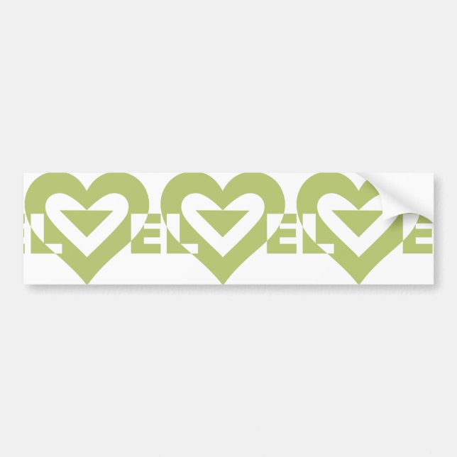 Cool Love Graphic, Sage Green Bumper Sticker (Front)