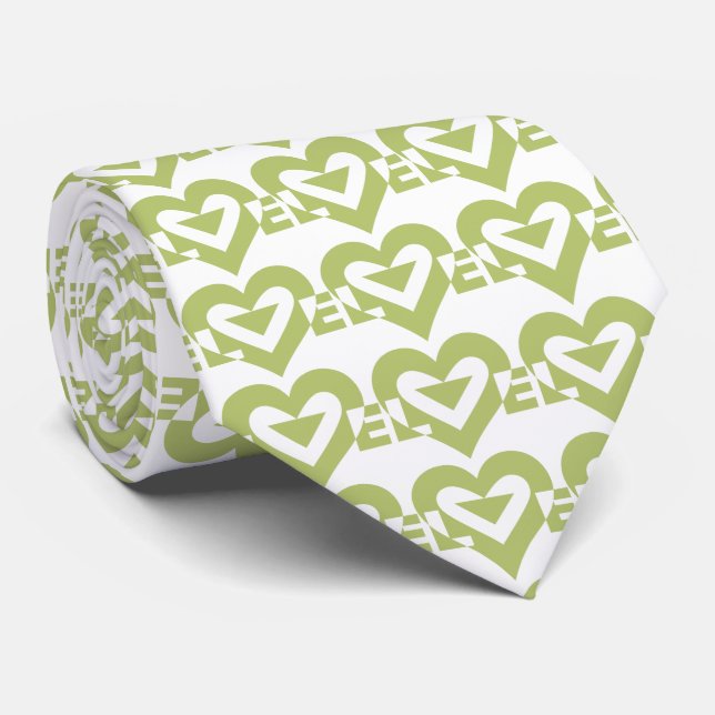 Cool Love Graphic, Sage Green Neck Tie (Rolled)