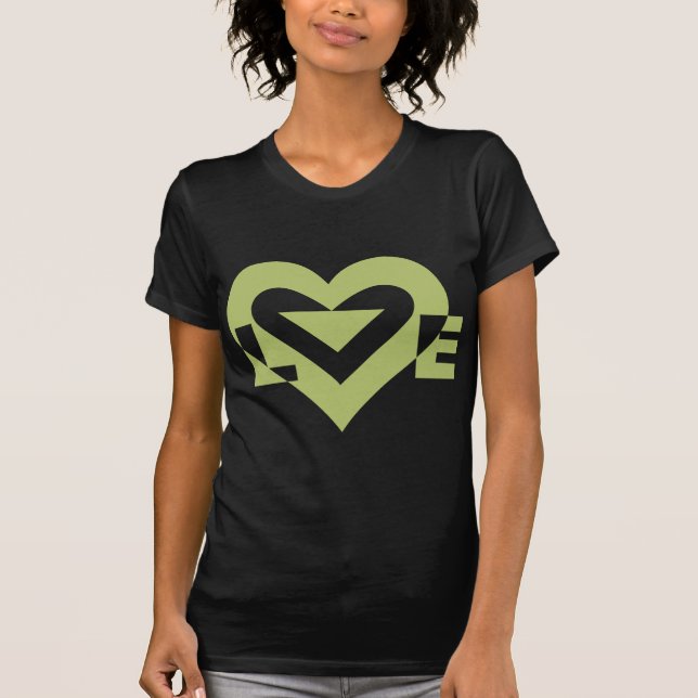 Cool Love Graphic, Sage Green T-Shirt (Front)