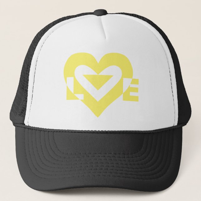 Cool Love Graphic, Yellow Trucker Hat (Front)