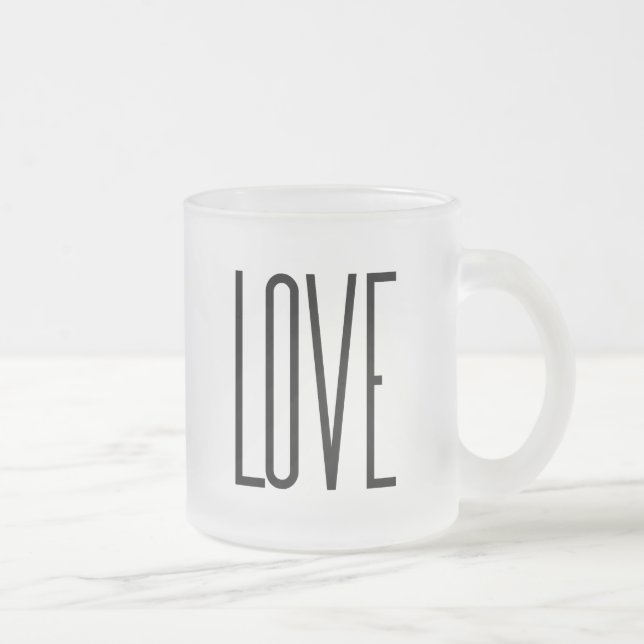 Cool Love – Minimalist Graphic Design Frosted Glass Coffee Mug (Right)