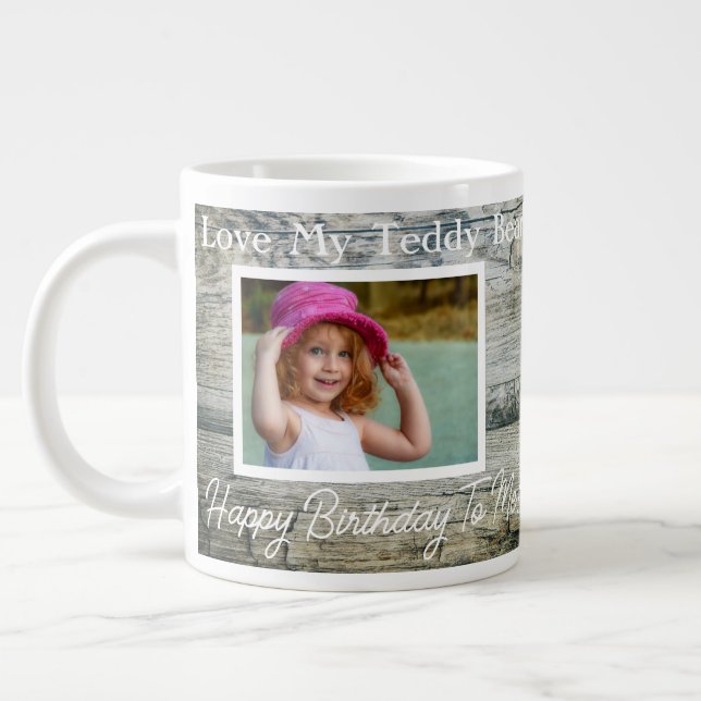 Cool Love My Teddy Bear Photo Giant Coffee Mug (Left)