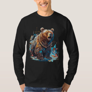 Cool Low Poly Grizzly Bear Design T-Shirt