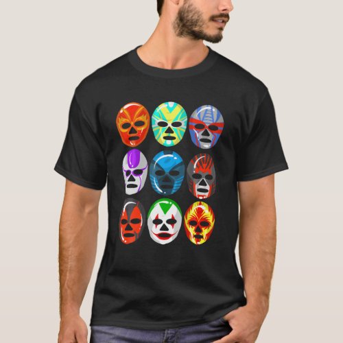 Cool Lucha Libre Wrestlers Masks  Funny Wrestling T_Shirt