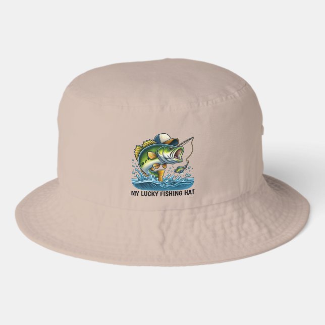 Cool lucky fishing customizable bucket hat (Front)