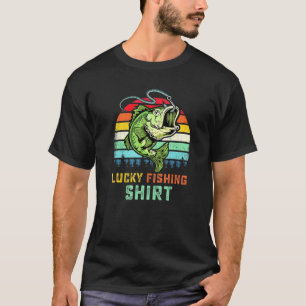 Cool Lucky Fishing Retro Bass Fish Bass Fisherman T-Shirt