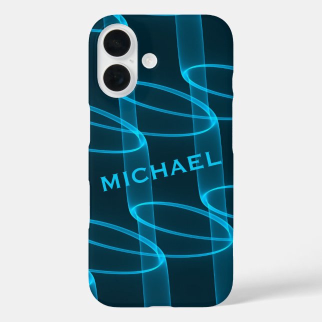 Cool Luminous Blue Wave Pattern Personalised Case-Mate iPhone Case (Back)