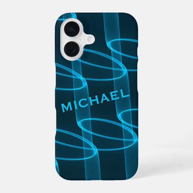 Cool Luminous Blue Wave Pattern Personalised Iphone Case (Back)