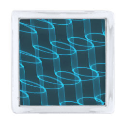 Cool Luminous Blue Wave Pattern Silver Finish Lapel Pin