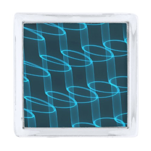 Cool Luminous Blue Wave Pattern Silver Finish Lapel Pin